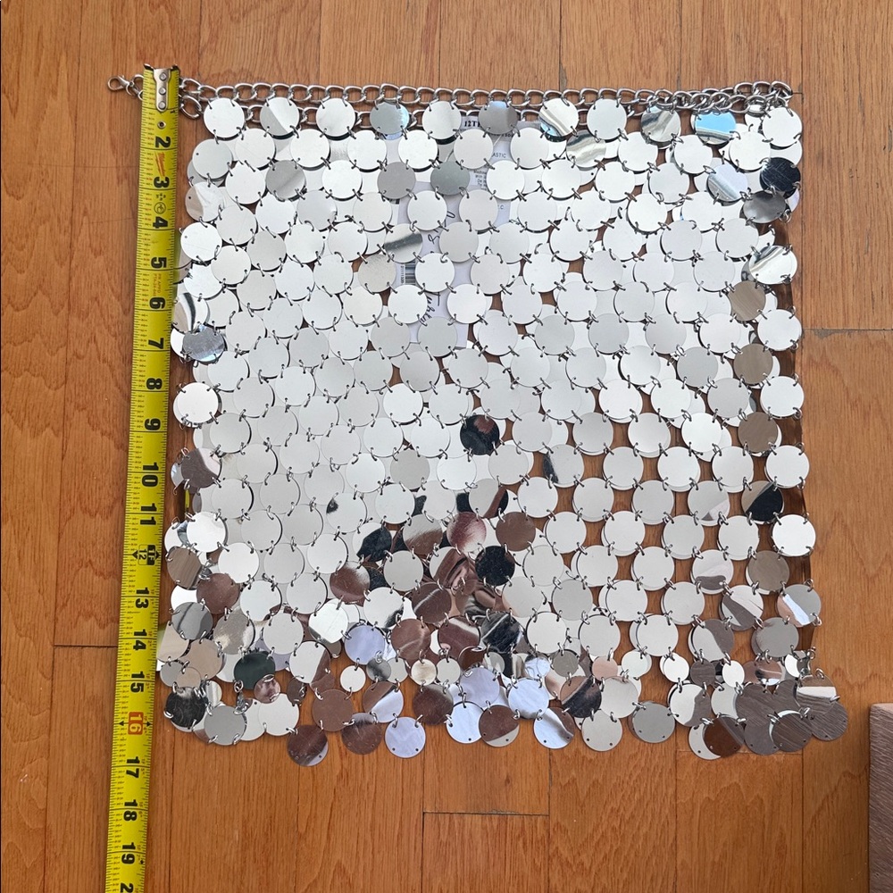 NWT 12th Tribe Metallic Silver Sequin Skirt - Picture 8 of 8